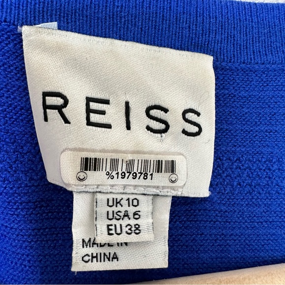 Reiss Hallie Ribbed Fit And Flare Blue Dress - Picture 13 of 13